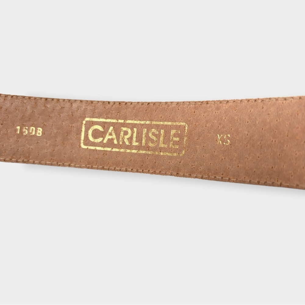 Carlisle Vintage 80s Belt Leather Karen Callan Brushed Gold Buckle Glam XS - Picture 3 of 14